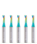 Aoranto UO13415 3/16 inch O-flute CNC router bits, 1/4 inch shank, rainbow-coated solid carbide, 5-pack