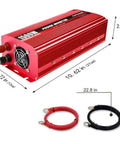 Heavy Duty 1500 Watt Power Inverter DC To AC Converter With Dual Household Outlets And Fast Usb Charging Built Like A Tank For Trucks And Trailers with cables.