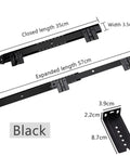 14 Inch Heavy Duty Drawer Slides With Ball Bearing Telescopic Rails, Silent Smooth Operation, Two Stage Pull Out, 40kg Load, Steel Anti Rust Coating, Closed 350mm, Extended 570mm, 35mm Wide black drawer slide with dimensions shown