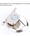 Solid Black Magnetic Door Stopper With Strong Stainless Steel Hold For Walls And Skirting To Prevent Slamming Doors In Homes Offices And Apartments Using Heavy Duty Design, showing strong magnet detail.