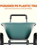 Two Wheel Wheelbarrow Yard Cart With Padded Handlebar And 14 Inch Pneumatic Tires, showing upgraded PE plastic tray