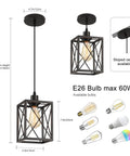 Sleek Black Square Pendant Light With Adjustable Cord Modern Nordic Ceiling Fixture For Kitchen Island hangable design with E26 bulb socket.