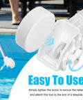 Clip On Pool Tablet Holder For 3 Inch Chlorine Tablets No Fuss Telescoping Pole Attachment next to a swimming pool