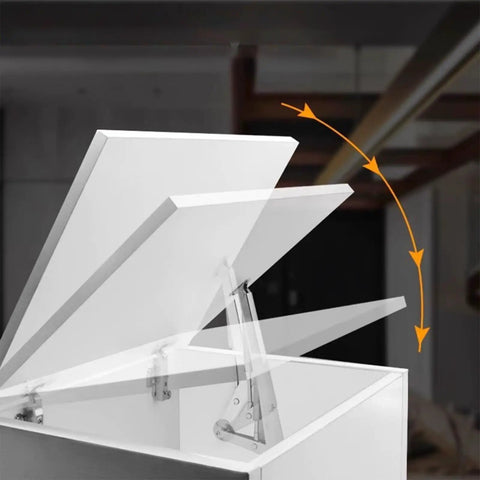 2 Pack Soft Close Box Hinges With 100N Gas Struts For Heavy Wooden Boxes, Quiet Smooth Running Lid Support, shown on a white box