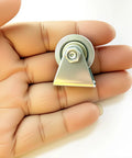 1/8 Inch Cord Small Wire Rope Pulley Block With Silent Bearing For Lifting, 23mm Wheel, 260 Lb Load, Wire Rope Guide Wheel, L Bracket, Electrogalvanized Carbon Steel Construction on hand