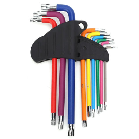 Durable Hex Wrench Star Key Set With Color Coding For Tough Furniture Assembly And Fast DIY Repairs Featuring Heavy Duty Steel Construction For Ultimate Grip, 9-piece