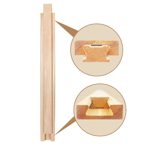 Premium Quality Undermount Drawer Slides Solid Beech Wood Center Mount Track 17 Inch Cabinet Glides close-up view of the grooves.