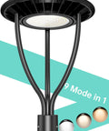 Rugged Outdoor LED Post Top Light With Adjustable 3CCT And Built To Last Multi Watt Options 48W 64W 80W Easy Rail Mount Dusk To Dawn
