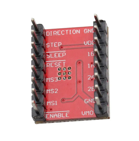 Top view of A4988 Stepper Motor Driver Module with red PCB board showing pin labels for Arduino 3D Printer CNC Machine and Robotics.