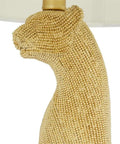 Close-up of beaded leopard detailing on Leopard Glam 29 Inch Table Lamp Set of 2 in Gold with Drum Linen Shades Glam Bead Accents Modern Luxury Lighting