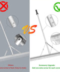 Comparison of 36 Inch Aluminum Landscape Rake With 67 Inch Handle, showing single vs double screw fasteners.