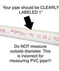 Close-up of 1-inch PVC pipe labeled for "One Inch Jump Cups For Dog Agility Equipment Set Of Ten That Snap-On To Factory Labeled"