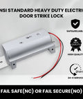 Real Deal Heavy Duty Electric Door Strike Lock With Reinforced Lock Body And Thick Stainless Base For Rock Solid 12V Access Control Security And No Shake Mounting In Black, featuring electrical connections.