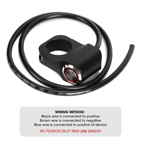 Ride Ready 12V Stainless Steel LED Spotlight Handlebar Switch for Motorcycles ATVs and Electric Bikes with Red Indicator Light 25mm Mount