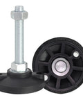 Heavy Duty Carbon Steel Adjustable Leveling Feet For Machinery And Furniture, M20 threaded shaft, thick base design.