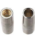 Premium 5-Pack 5/8 Inch Threaded Mig Gas Nozzles For Lincoln Welders 350 Amp Copper Torch Parts showing dual nozzles.