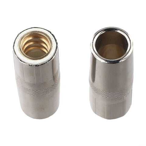Premium 5-Pack 5/8 Inch Threaded Mig Gas Nozzles For Lincoln Welders 350 Amp Copper Torch Parts showing dual nozzles.