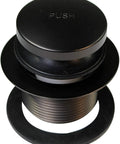 Heavy Duty Tip Toe Bathtub Drain Plug With One Hole Overflow Cap Oil Rubbed Bronze Finish showing top push button and threaded base.