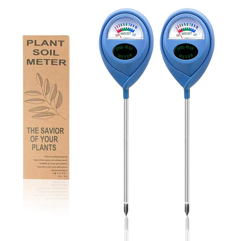 Two Pack Soil Moisture Meter For Plants, Plant Water Meter And Hygrometer Kit, Moisture Meter For Houseplants, Blue Dual Pack