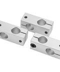 Three aluminum vertical pillar cross clamps for optical axis shaft support, 8-32mm clamp size, OD 16x20mm, displayed on white background.