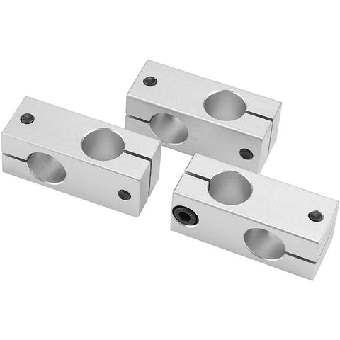 Three aluminum vertical pillar cross clamps for optical axis shaft support, 8-32mm clamp size, OD 16x20mm, displayed on white background.
