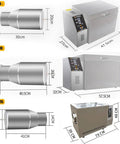 Heavy Duty Roller Type Coffee Bean Roaster Machine With Precise Temperature Control showing dimensions and components.