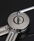 Close-up of 2 Pack Lift Up Cabinet Struts for Doors and Cupboards, Durable Steel adjustment with Allen key on hinge mechanism.