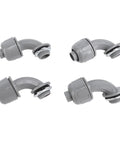 Heavy Duty Nylon 6 Liquid Tight Connector 1/2 Inch Npt 90 Degree Angled Design gray flexible cable gland images from multiple angles.