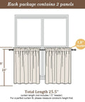 Sheer Curtain Tiers 2 Piece Set, Light Filtering Voile Window Curtains 42W X 24L Inches, Rod Pocket, Ivory, installed on window