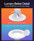 Smart Recessed LED Can Lights Five To Six Inch With Baffle Trim, 13W 1100LM RGBWW; triangle spring clips and anti-glare design