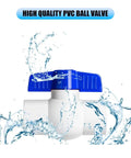 Heavy Duty 1/2 Inch PVC Ball Valve Sch40 Socket To Socket Shut Off Valve For Plumbing Irrigation Pool Spa With Blue Handle And Built Tough Zero Drip Seal Pack Of 5 with water splashing around it