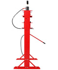 Heavy Duty 30 Ton Air Hydraulic Shop Press With Integrated Gauge Rock Solid H Frame Rig side view showcasing the red H-frame structure.