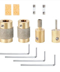 Diamond Grinder Bit Set For Stained Glass 4 Piece Brass Core Bits One Eighth Inch One Quarter Inch Three Fourths Inch One Inch