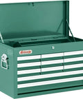 Front view of H7733 11-Drawer Tool Chest With 12 Inch Depth Heavy-Duty Steel Construction Powder-Coated Green Finish