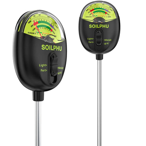 4 In 1 Soil Tester Moisture pH Sunlight And Fertility Meter with dual sensors for garden lawn farm plant care