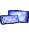 JUDYSSY Security Lights Outdoor Led Uv Black Light, Blacklight Flood Light Wit, with Plug, 50W, two units showing purple illumination effect.