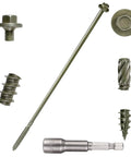 50 Pack Number 14 X 10 Hex Head Timber Screws Heavy Duty Exterior Deck Fasteners Self Drilling Tips with radiant green finish.