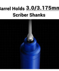 Barrel of Top Shelf 9 Piece Model Scribing Tool Kit featuring heavy duty tungsten carbide blades and slick guide tape.