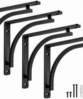 Heavy Duty 10 Inch Black L Shelf Brackets Set Of 4, Wall Mount Metal Shelving Brackets for Floating Shelves with hardware