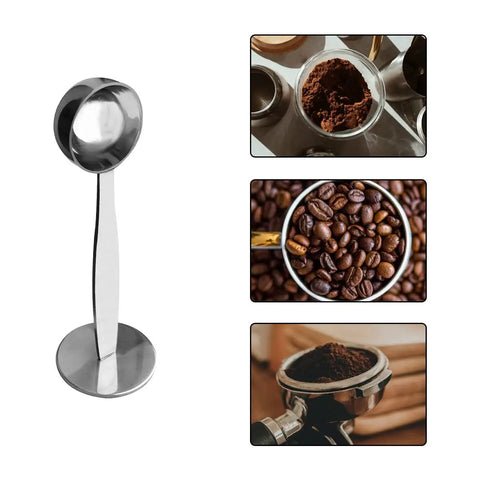 Two In One Coffee Scoop And Measuring Spoon 304 Stainless Steel With Pressed Bottom For Grinding And Pressing Coffee Beans 15 Ml Silver