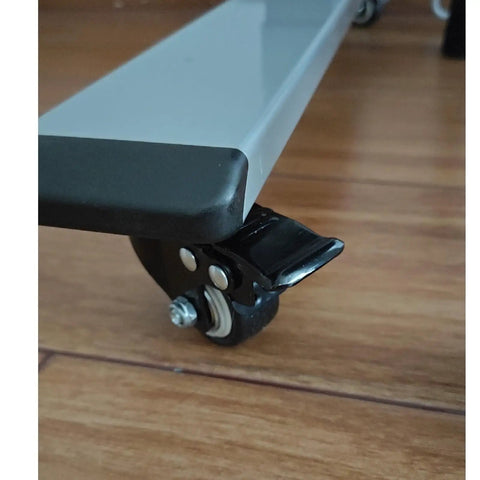Close-up of Heavy Duty Silent Caster Wheels With Reliable Brakes Smooth Rolling Universal Swivels for carts and furniture, featuring a locking lever.