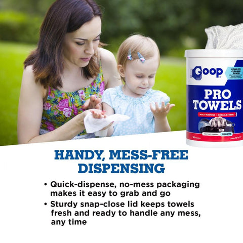Woman using Go To Heavy Duty Cleaning Wipes For Tough Multi Surface Jobs Extra Large 10x12 Inch Towels with child nearby
