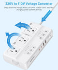 220V To 110V Voltage Converter 2000W Universal Travel Adapter And Step Down Transformer with multiple plugs visible