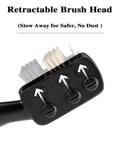 3-In-1 Golf Club Cleaner Brush Set With Retractable Head And Zip Line, nylon and brass bristles, groove spike details
