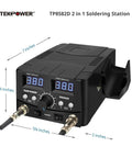 2 In 1 Soldering Iron And Hot Air Rework Station With 70W Iron And 750W Hot Air, compact design, front view with dimensions