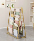 Heavy Duty Double Sided Eight Tier Floor Standing Closet Organizer Rack For Scarves Belts Ties And Purses Non Slip Base Rust Proof Metal Frame displaying colorful scarves.