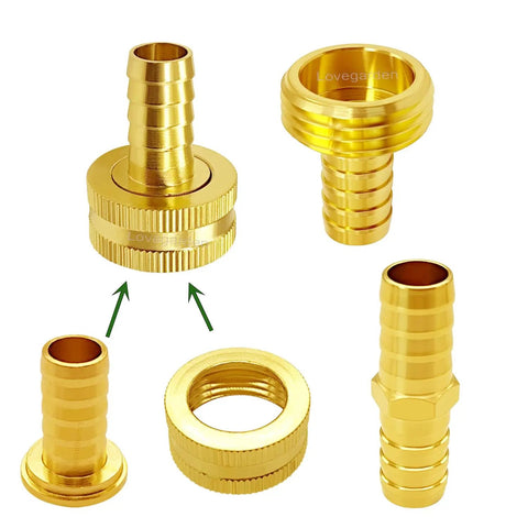 Top Rated Heavy Duty Garden Hose Repair Kit With Four Complete Sets Featuring Solid Brass Barb Couplings Plus GHT Male Female Adapters For Easy Fixed Or Flexible Setup, brass fittings
