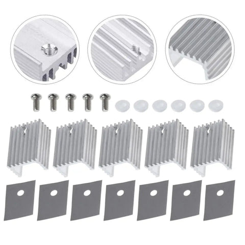 Heavy Duty Aluminum Heat Sink Kit 10 Pcs Triode Voltage Regulator Cooling Fins Metal Radiator For Electronics Computers Industrial Equipment Lightweight Quick Install Durable Thermal Management For Chips, 20x15x10 mm parts with screws