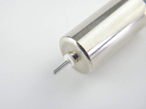 Close-up of shiny Two Pack Mini Model Helicopter Coreless Motors 1020 Size For Micro Drones 3.7V 39500RPM And 4.2V 45000RPM High Torque NdFeB DC Motors metal casing.