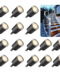 In Ground LED Deck Light Kit With 32mm Protective Shell IP67 Waterproof Outdoor Landscape Lighting 12V Low Voltage Warm White Glow Easy Install For Garden Yard Steps Stairs Patio Floor And Kitchen Decor